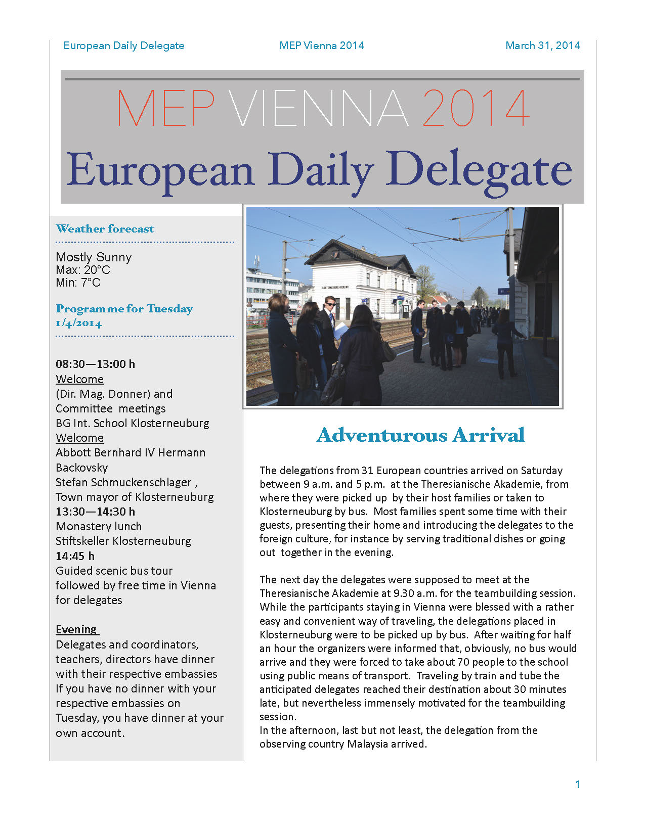The European Daily Delegate (Issue 1)
